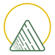 Icon of a mountain with the sun rising behind it